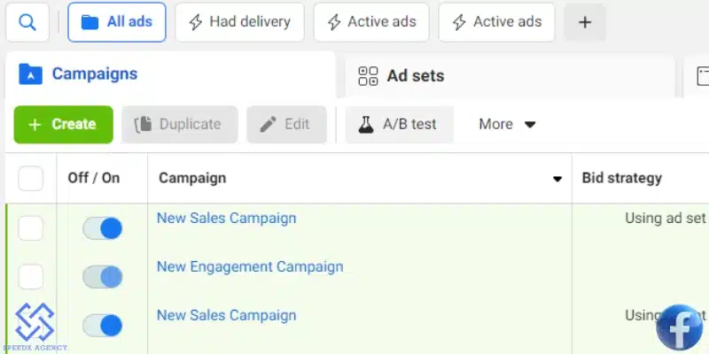 access meta ads manager then click create